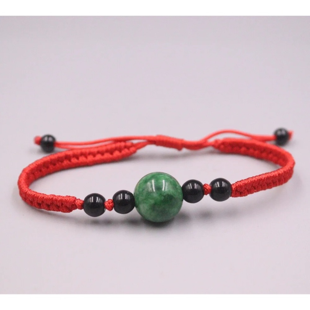 💗 Jade Beaded Macrame Bracelet 7”-8” adjustable NEW